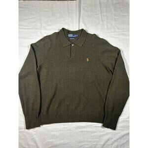 Polo Ralph Lauren men’s XL Shirt 100% LambsWool Long Sleeve Green Heathered